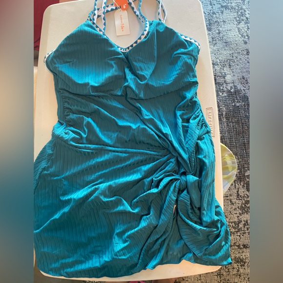 Summer Mae,16,Ribbed Maternity One Piece Swim Dress Pregnancy Tie Knot Skirt - Picture 10 of 10